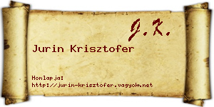 Jurin Krisztofer névjegykártya